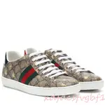 國際精品館 GUCCI 古馳 550051 ACE LEATHER-TRIMMED PRINTED蜜蜂圖案休閒鞋 運動鞋