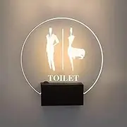 Toilet Sign Bathroom Door Sign Men's and Women's Restroom Signs, LED Restroom Sign, Wall Mount Toilet Lighted Sign, 7 Inch Round Bathroom Signs for The Office, Business or Home