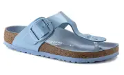 Birkenstock Gizeh Big Buckle Dusty Blue Shiny Leather Flip Flop Sandal 38 7 NEW