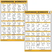 QuickFit 2 Pack Suspension Workout Posters - Volume 1 & 2 - Laminated Exercise Charts - 18" x 27" Vol. 1 & 2, Laminated, 18" x 27"