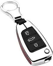 ontto Key Fob Cover for Audi Metal and Leather Keycase Protector Holder