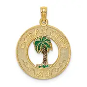 14k Yellow Gold Enamel Palm Tree OCEAN CITY NJ Charm