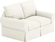The Cotton Sofa Cover is 2 Seat Sofa Slipcover Replacement Compatible with Pottery Barn PB Basic Loveseat Sofa (Beige)