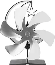 Stove Fan 6 Blades Fireplace Fan Heat Powered Efficient Fast Wind Circulation Half Moon Pattern Thermoeletric Fan Log Burner Ice Fishing (Silver)
