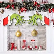2PCS Christmas Thief Hands Hanging Ornament Christmas Tree Wooden Decoration Christmas Elf Wreath for Xmas Home Door Wall Decor(Letf&Right Hand)
