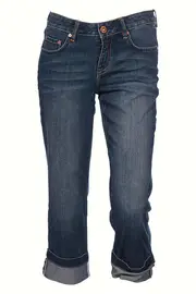 Mid Rise Turn Up Crop Jeans--JAG-JS21729