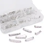 120Pcs 3 Sizes Silver Tone Pin Back Clasp Brooch for Badge Crafts, Jewelry