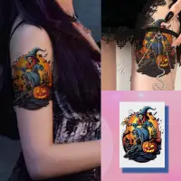 在飛比找蝦皮購物優惠-魔法女巫圖案紋身可愛女孩手臂紋身防水紋身貼紙持續7天臨時假紋