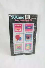 Vintage Sultana Neon Latch Hook Rug Kit Dino Mite 12x12"