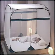 Bed Canopy Square 4 Corners Netting Elegant Mosquito Net Play Tent Room Decoration Zipper Closure Bed Net Canopy Bedding (Color : Coffee, Size : 1.8 * 2.2m)