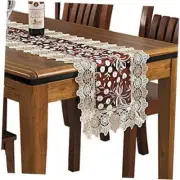 Lace Floral Embroidery Table Runner, Polyester Rectangle 16 x 78 inch Red