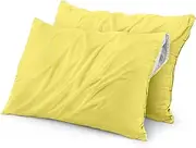 Utopia Bedding Waterproof Pillow Protectors Zippered Standard Size (2 Pack, Yellow), Zippered Pillowcases, Bed Bug Proof Pillow Encasement Covers 20 x 26 Inches