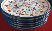 TheGudStuff: BOBBY FLAY SEVILLA, set of (6) SALAD PLATES, Blue Rim, NEW