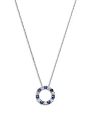 Bloomingdale's Fine Collection Blue Sapphire & White Sapphire Circle Pendant Necklace in 14K White Gold, 18