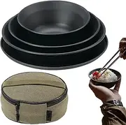 Humkopnl Dinnerware for Camping - Camping Dishes Stainless Steel Plates,Canvas Bag Included Flatware, Reusable Dining Tools for Family Friends Couples Outdoor Dining