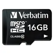 Verbatim microSDHC Card w/Adapter Class 10 16GB 44082