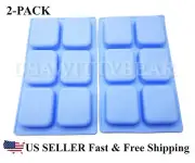2-Pack Rounded Edge Rectangle Silicone Soap Making Molds DIY Cake Bakeware