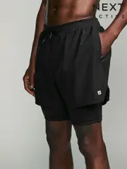 Black Active 2-In-1 Shorts (E95707) | $55