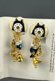 Lunch At The Ritz Clip On Earrings PHONE ALFREDO Telephone 2” c. 1992