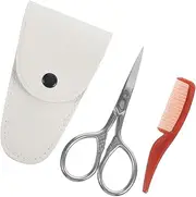 HONITANO 3pcs Trimming Tool Durable Stainless Steel Beard Scissors Cutter Portable Care Accessory for Barbershop Home Use Includes Random Color Comb Storage Bag Random Color
