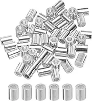 uxcell 1/8" 3mm Aluminum Crimping Loop Sleeve Single Round Ferrule for Wire Rope Cable Line End, Silver 50pcs