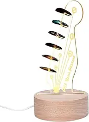 Acrylic Pick Storage, Guitar Pick Case, Bass Pick Display, Pick Storage Rack, Guitar Pick Display Holder Guitar Pick Display Light Up Acrylic Electric Headstock Pick Storage Rack with Wooden Base