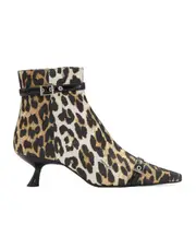Ganni Leopard Print Pointed-Toe Ankle Boots 36,37,38,39,40,41,42 leopard