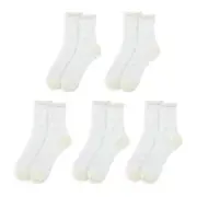 ANYSOX 5 Pairs White Size 5-9 Heart Tull Glass Silk Design With Transparent Thin Mesh Color Full Nylon S Knee Socks ComFortable To Wear For Ladies
