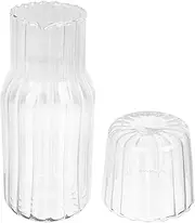 Bedside Water Carafe Glass Pitcher and Cup Water Glass Bottle Tumbler Ice Tea Cup Jug Crystal Clear Tea Kettle Water Storage Container for Night Time