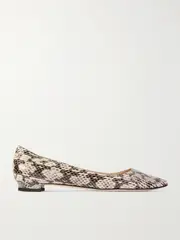 [Manolo Blahnik] Manolo Blahnik - Bb 10 Snake-effect Leather Point-toe Flats - Snake print - IT40 IT 40 Animal print