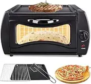 2-In-1 Electric Pizza Oven, 12L Countertop Tandoor Oven Pizza Maker, 50-400℃ Temperature Control & Visual Glass, 2100W Mini Pizza Oven for Chapati Roti Lahmacun Manakish Naan Bread Maker