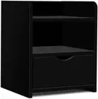 Bedside Table with Drawers and Layer, Lef Black Bed Side Tables Storage Small Na