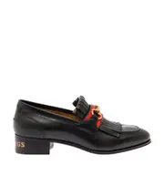 horse bit-detail leather loafers 36,37.5 Black