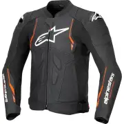 Dusk Airflow Black Black Red Fluo Leather Motorcycle Jacket