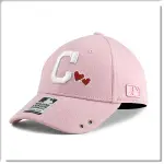 【ANGEL NEW ERA 】 MLB OLD FASHIONED CAP 印地安人 人字布 C 粉紅 老帽   愛心