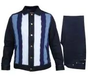 Prestige Indigo Cable Knit Denim Button Up Shirt & Pant Set