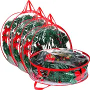 4 Pack Christmas Wreath Storage Bag Clear Xmas Wreath Storage Container-24Inch