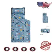 Portable Toddler Nap Mat with Blanket and Pillow - Machine Washable, Blue Sea
