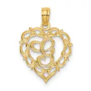 14K Yellow Gold 14Ky Heart Script Letter G Initial Charm