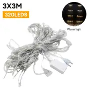 320LED 3MX3M LED Curtain Lights String Wedding Party USB Powered Wall Fairy Lamp