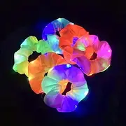 6pcs LED Light-Up Scrunchies - Vibrant Hair Ties for Women Girls Colorful Glow in the Dark with Multiple Light Modes Perfect Fashion Accessory for Christmas