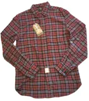 Denim & Flowers Ricky Singh New Men's Size Small Crimson Plaid Flannel Shirt