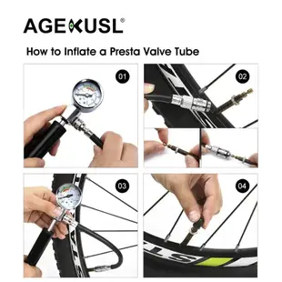 Agekusl 自行車打氣筒帶壓力表自行車打氣筒迷你手動打氣筒多功能打氣筒輪胎充氣機 Schrader Presta V