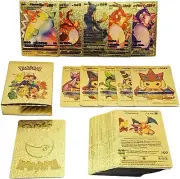 55Pcs Pokémon Gold Foil Cards VMAX GX Pikachu Charizard Arceus, Gift