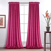 Roslynwood Velvet Curtains 84 inches Long - Home Decor Hot Pink Curtains Drapes for Living Room, Blackout Thermal Insulated Window Treatment for Dining Room Holiday Backdrop, W52 x L84, 2 Panels