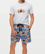NEW PETER ALEXANDER SEE HEAR SPEAK NO EVIL MONKEYS TEE + SHORTS PJ SET M $129.90