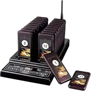 Retekess T-112 Wireless Calling System Restaurant Pager System Pager Systems for Restaurants with 20 Pcs Coaster Pagers 999-channel Keypad Call Buttons System and Charging Dock Keypad