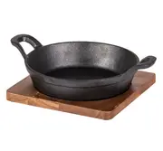 Davis & Waddell Cast Iron Round Skillet with Acacia Trivet - Robins Kitchen