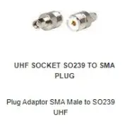 AD312 Plug Adaptor SMA Male to SO239 UHF