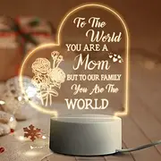 Engraved Night Light for Mom - Perfect Gift from Daughter or Son on Mother's Day, Christmas, Valentine's - USB Powered LED Lamp with Clear Text Beautiful Patt
